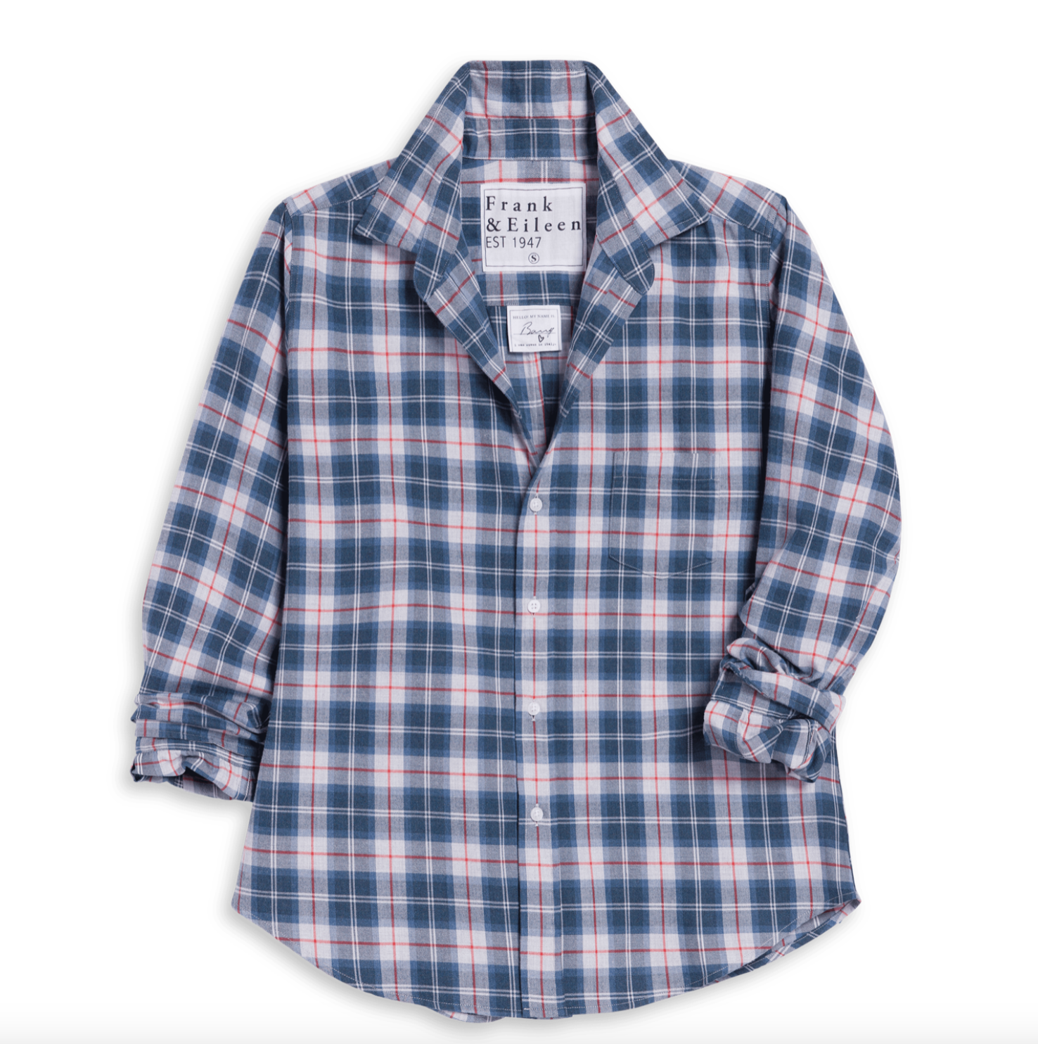 Barry Tailored Button Up Shirt Grey Red Plaid