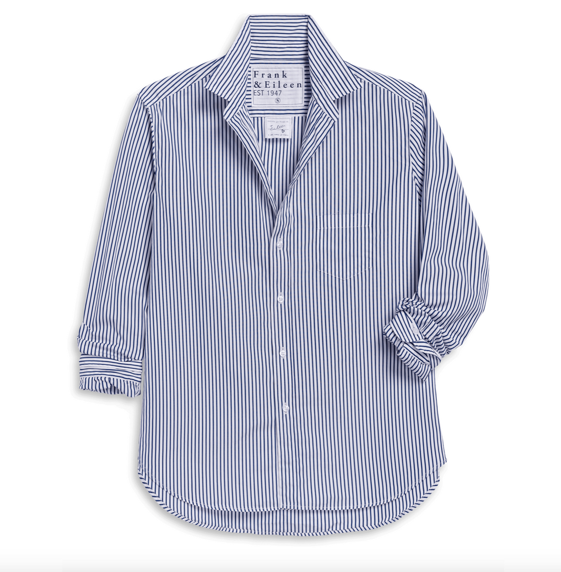 Eileen Relaxed Button-Up Shirt White Navy Stripe