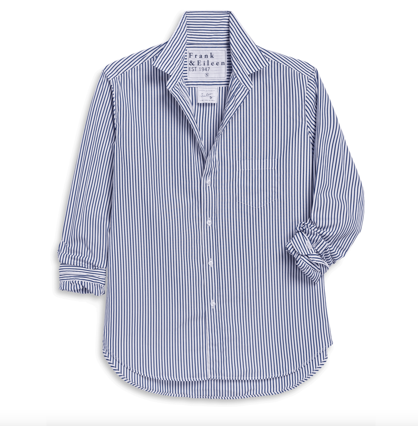 Eileen Relaxed Button-Up Shirt White Navy Stripe