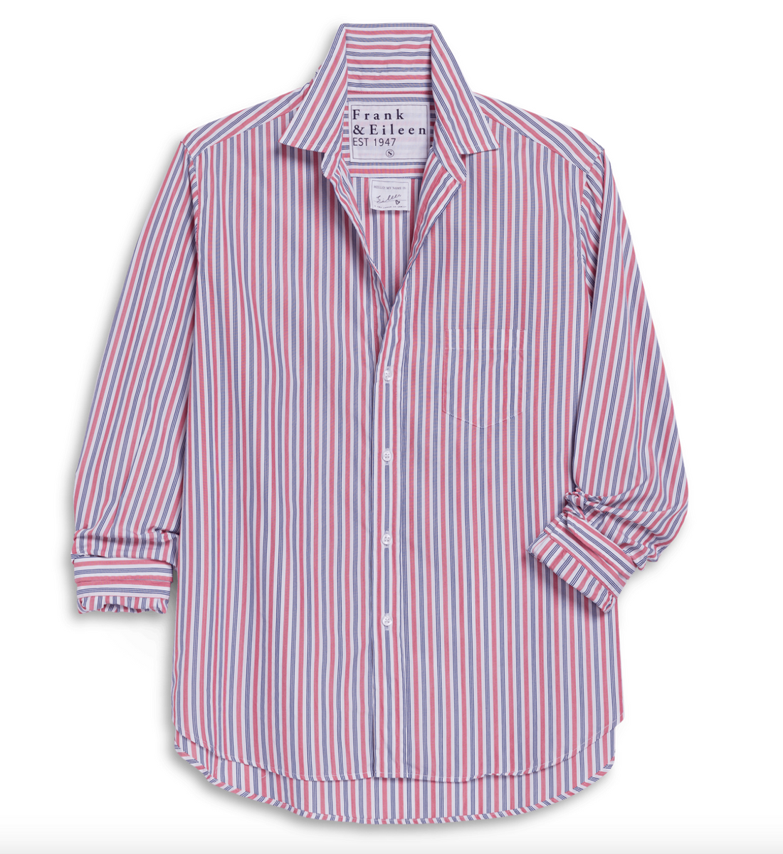 Eileen Relaxed Button -Up Shirt White, Red, Navy Stripe