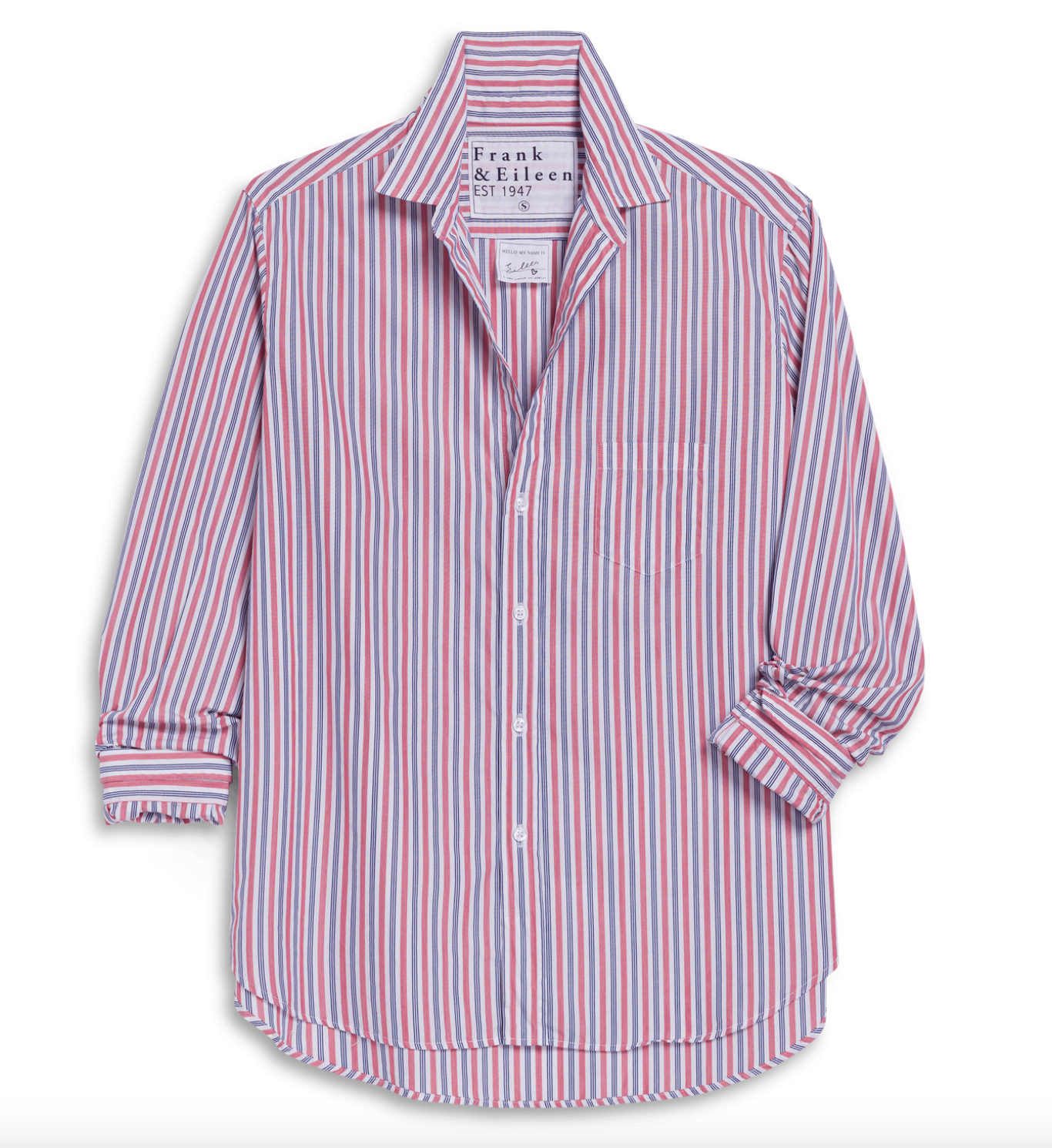 Eileen Relaxed Button -Up Shirt White, Red, Navy Stripe