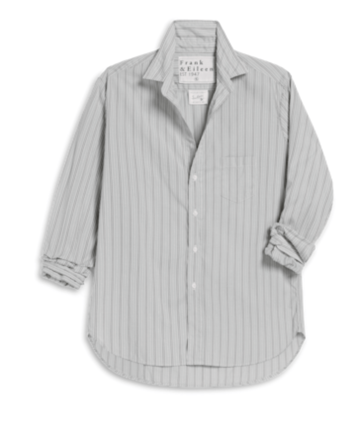 Eileen Relaxed Button-Up Shirt Textured Green White Stripe