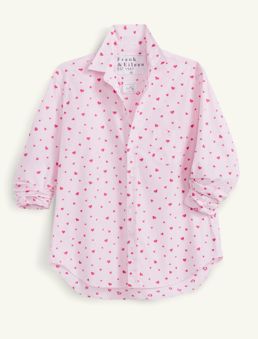 Eileen Relaxed Button-Up Shirt PSTH Pink Stripe Hearts