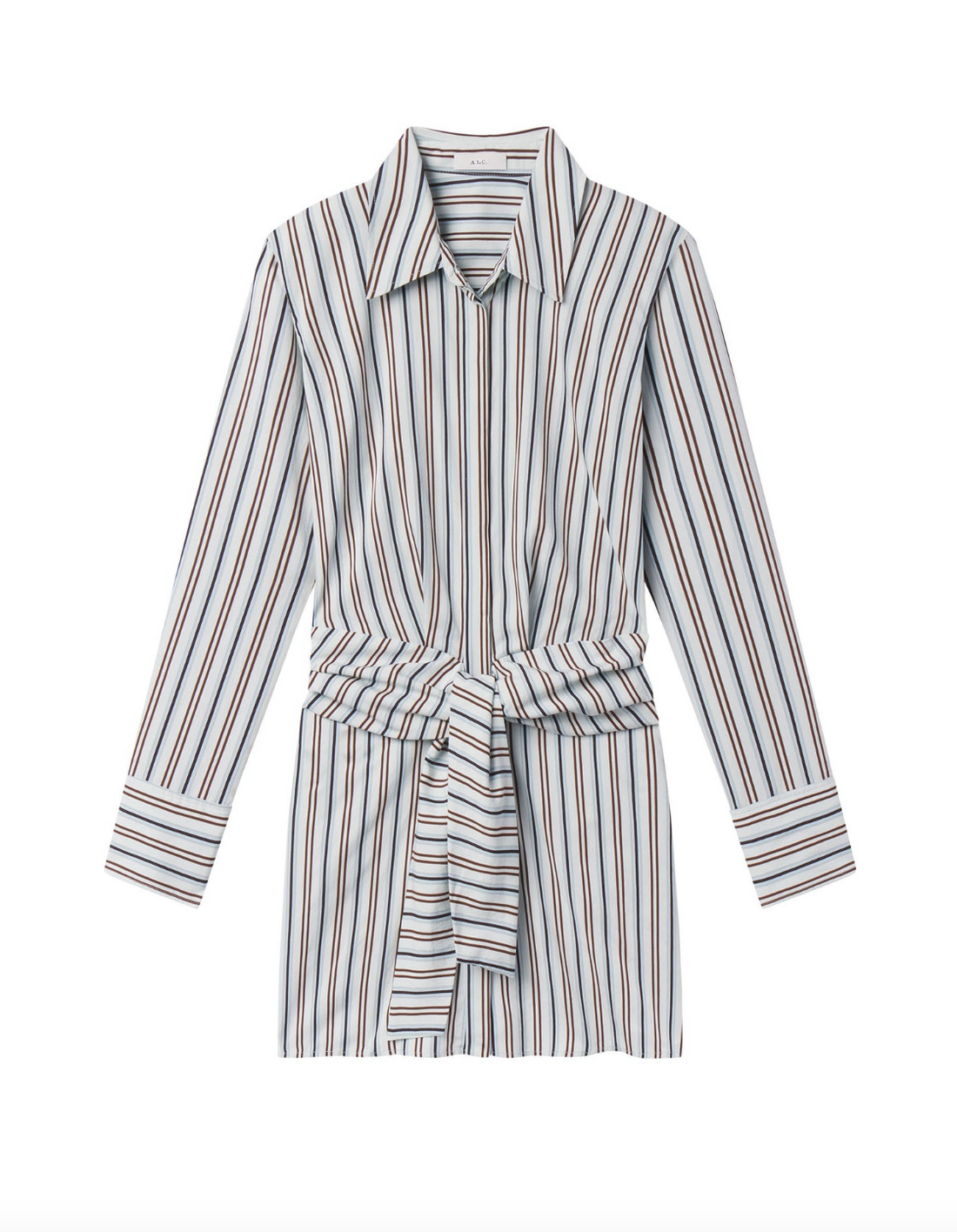 Mia Striped Mini Shirtdress Ice Mint/Ganache