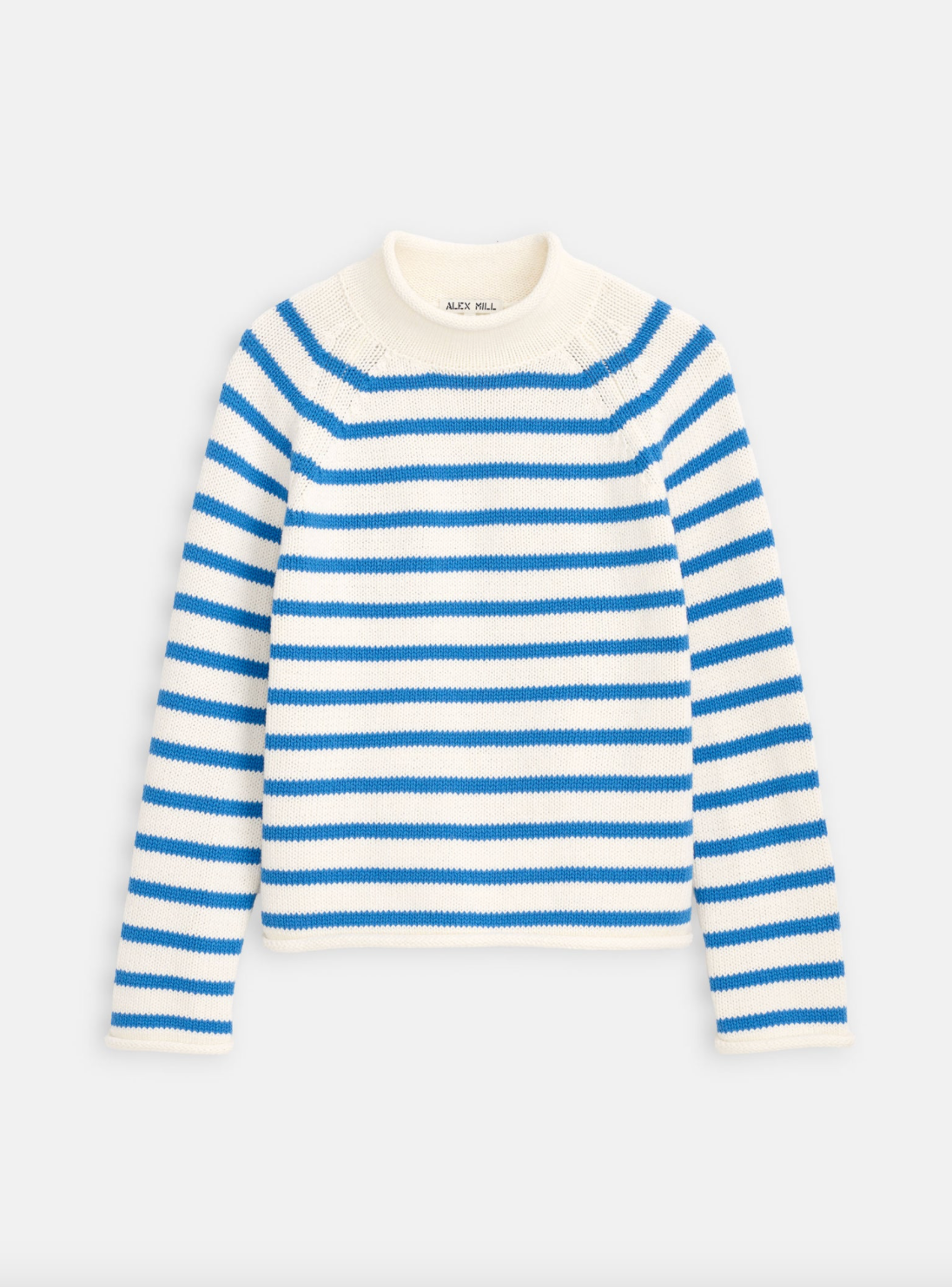 Eastport Striped Rollneck in Cotton Sea Salt/Ultramarine
