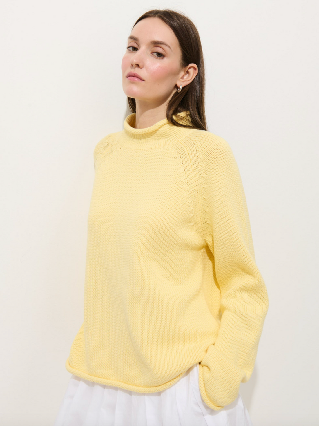 Eastport Rollneck in Cotton Double Cream