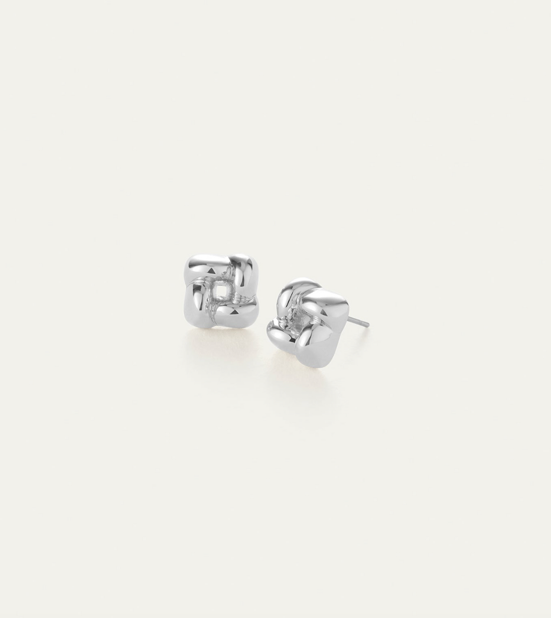 Mini Woven Square Earrings Silver