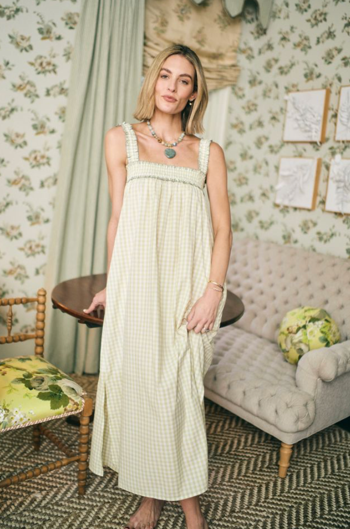 Blythe Dress in Pear Gingham