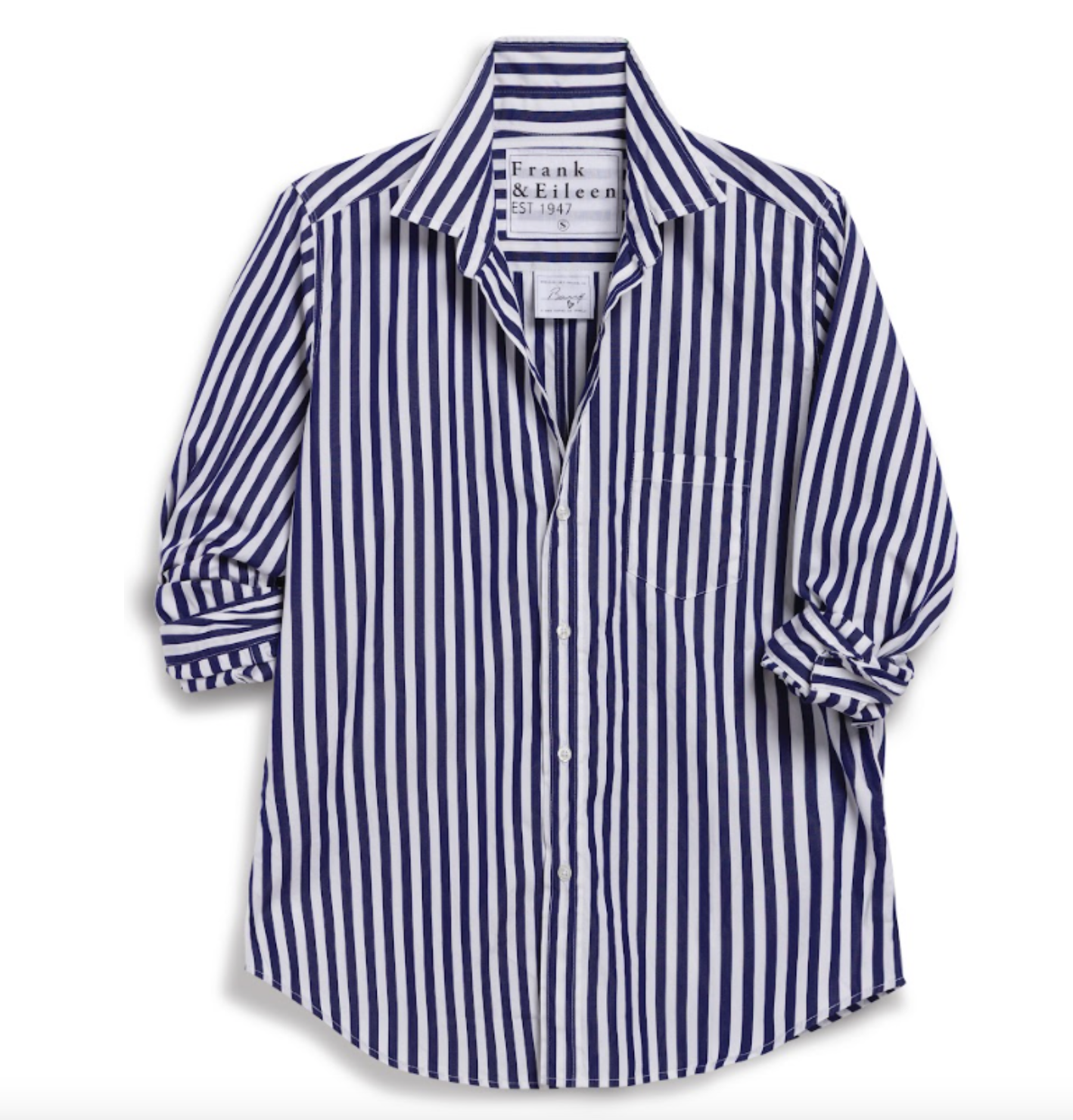 Barry Tailored Button Up Shirt Navy White Stripe