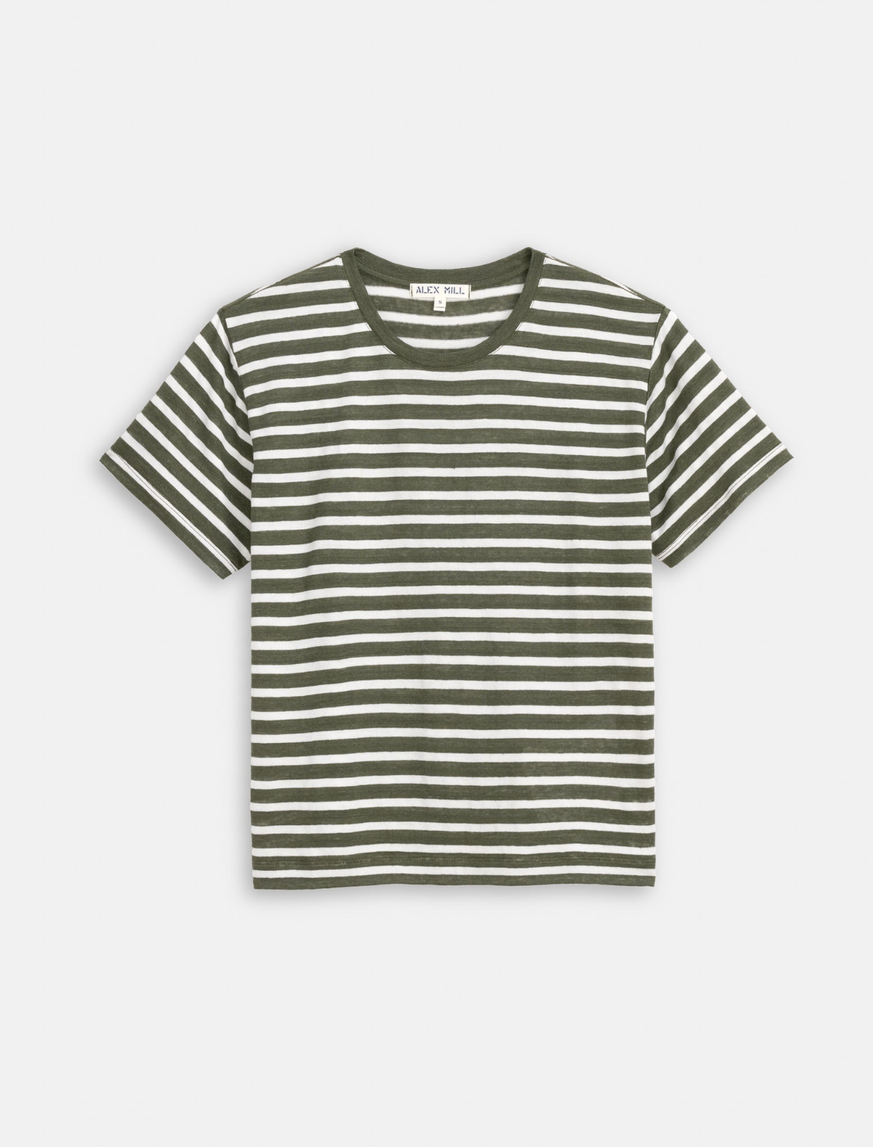 Garcon Tee in Linen Cotton Olive/Off White