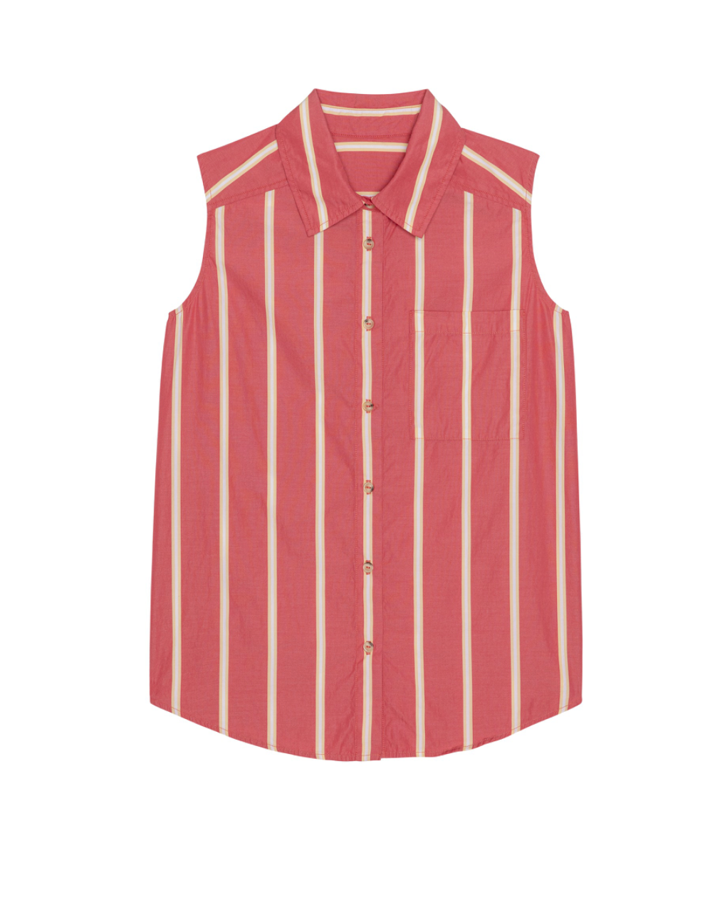 The Pop Stripe Sleeveless Shirt Rasberry