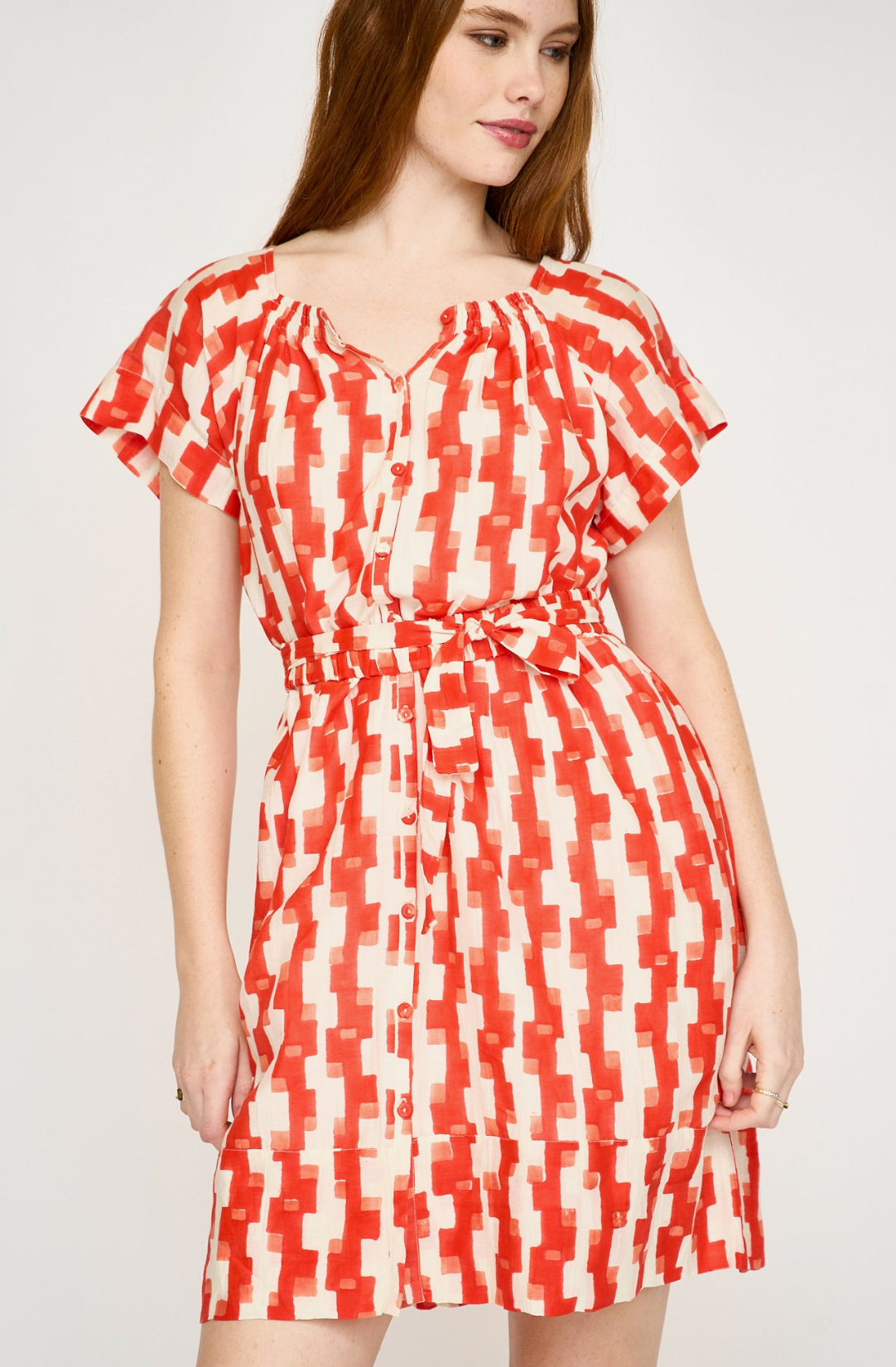 Vienna Short Dress In Cherry Hopscotch