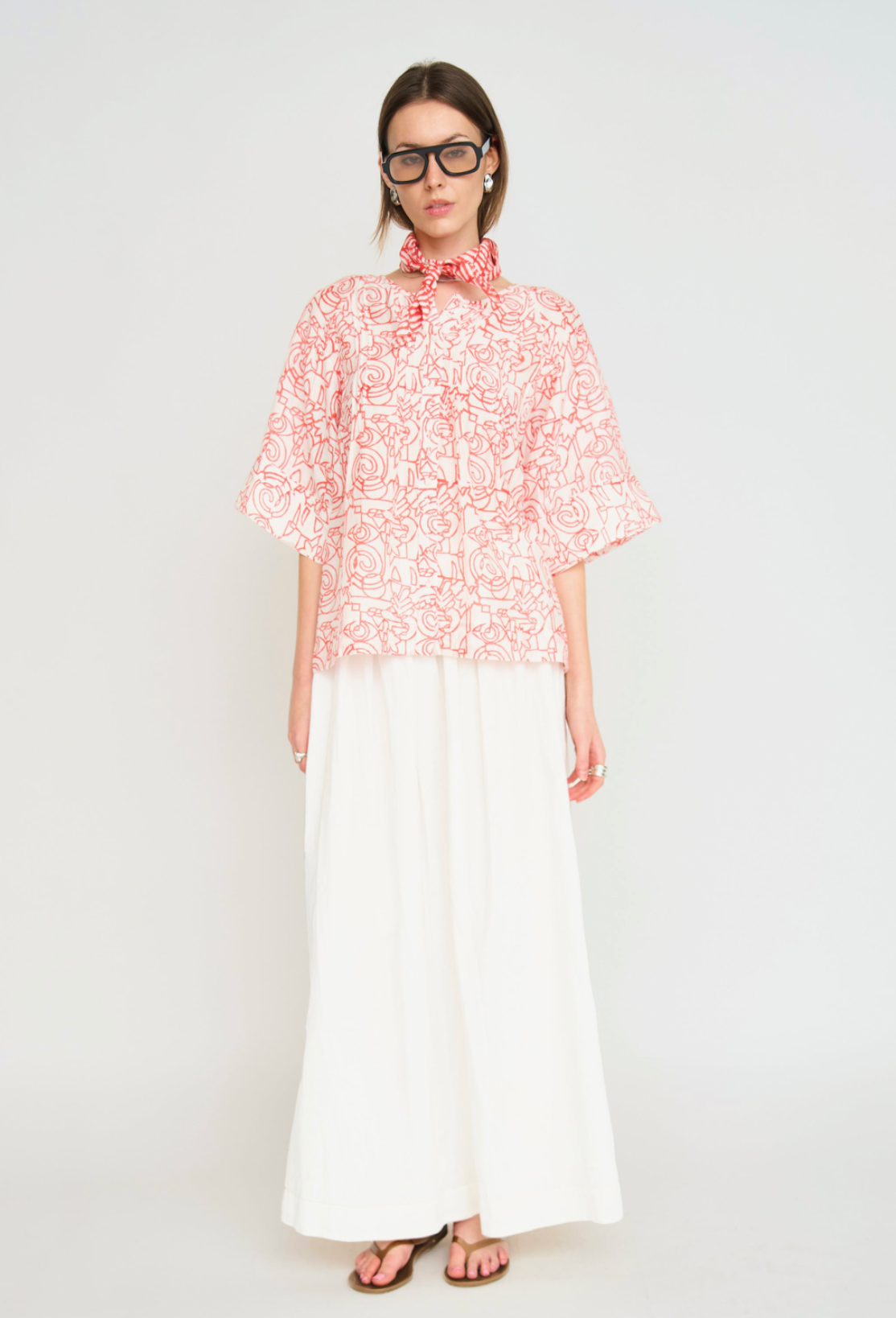 Kerala Short Sleeved Blouse in Cherry Heka