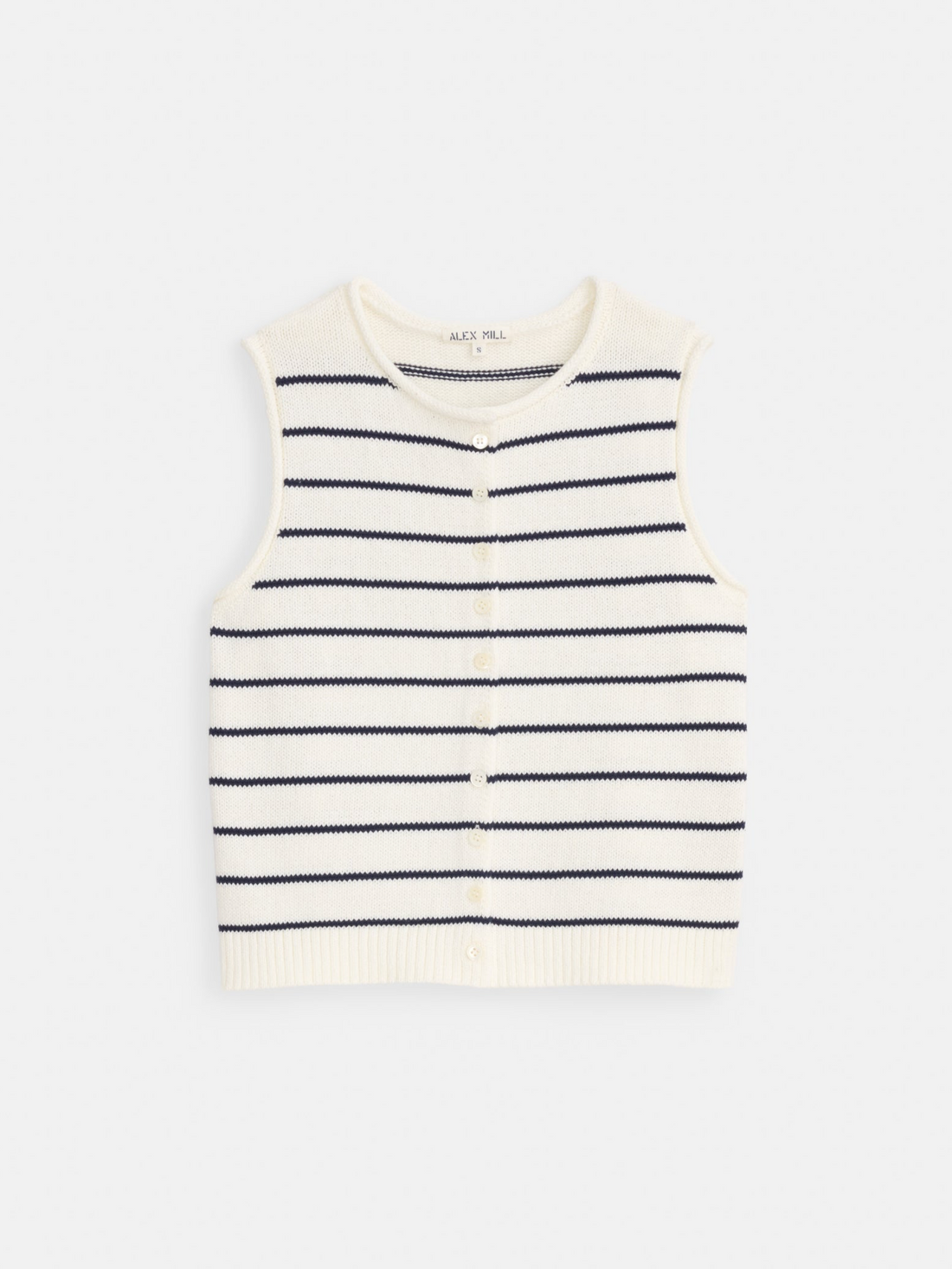 Taylor Sweater Vest In Stripe Ivory/Navy