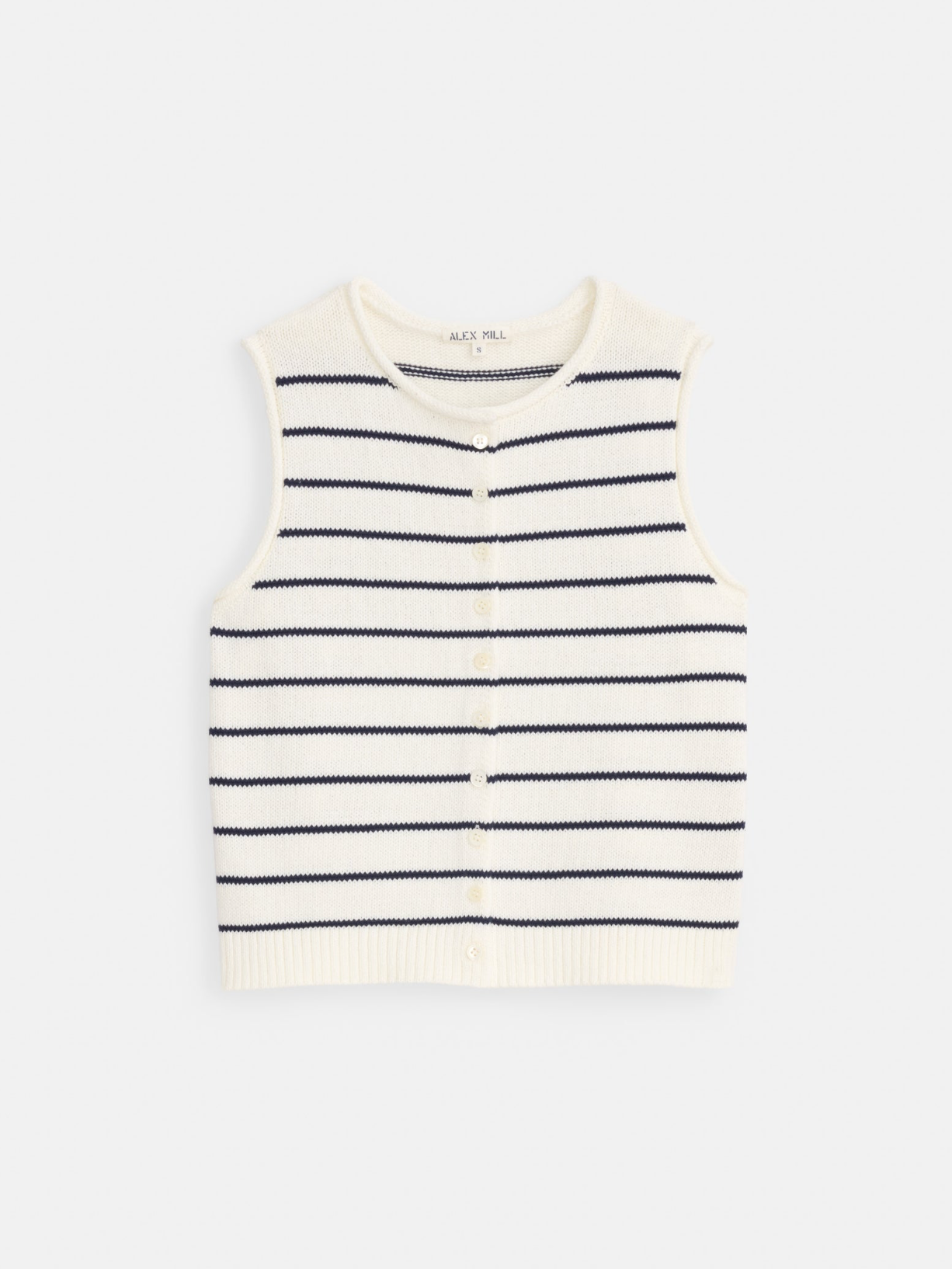 Taylor Sweater Vest In Stripe Ivory/Navy