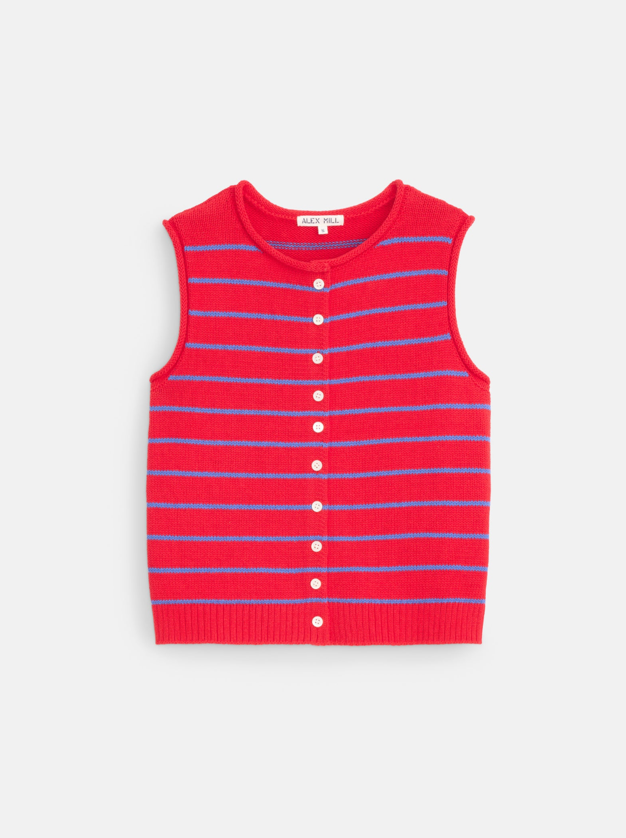 Taylor Sweater Vest In Stripe Scarlet/Cobalt