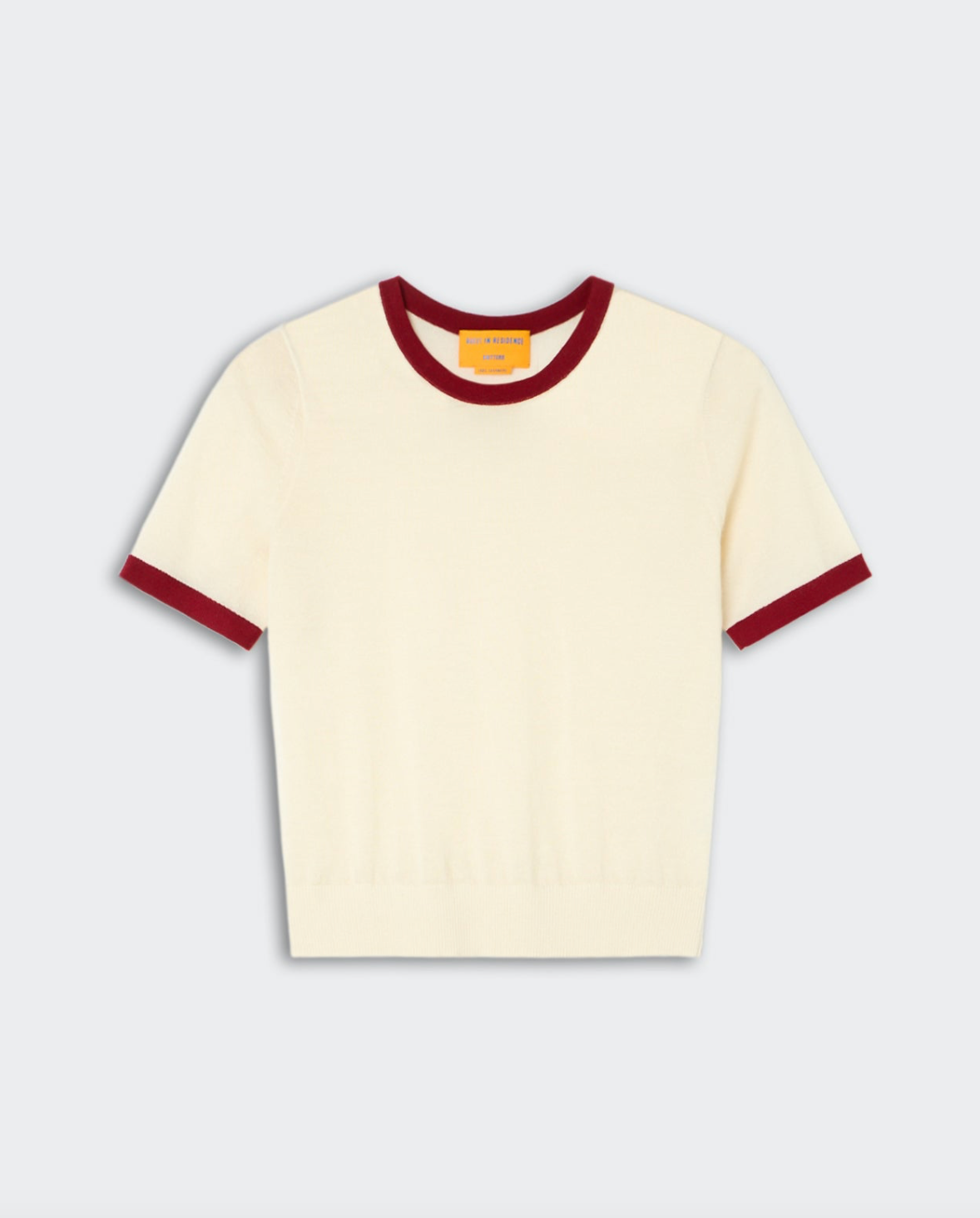 Airy Ringer Tee Cream/Carmine