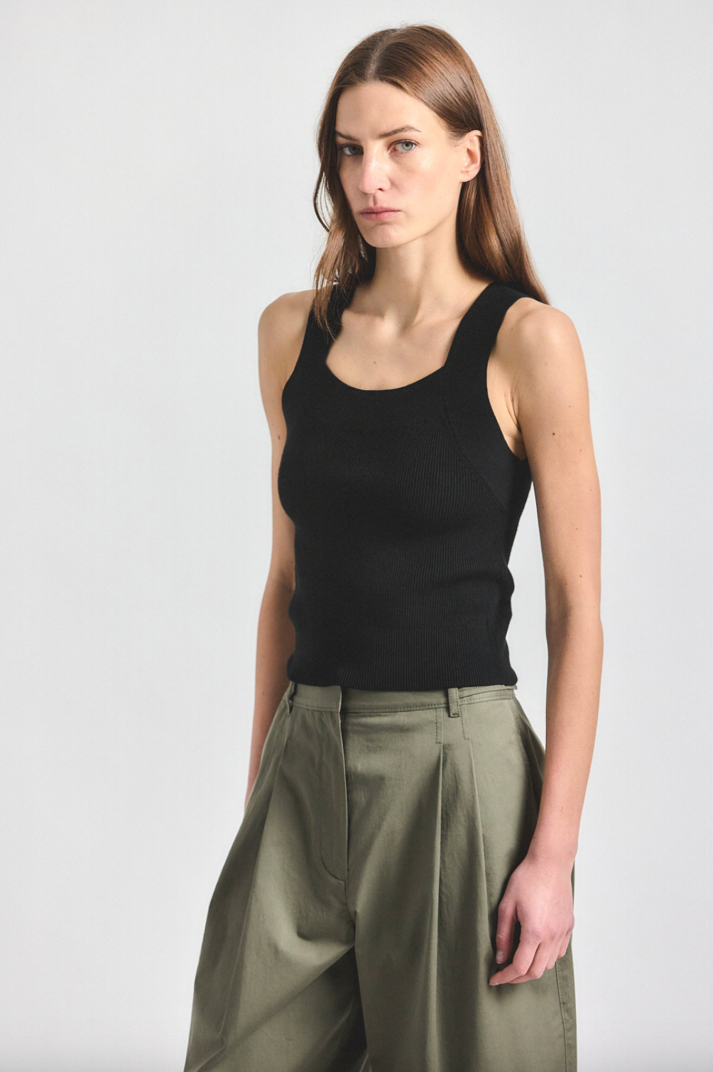 Dakota Compact Knit Tank Top Black
