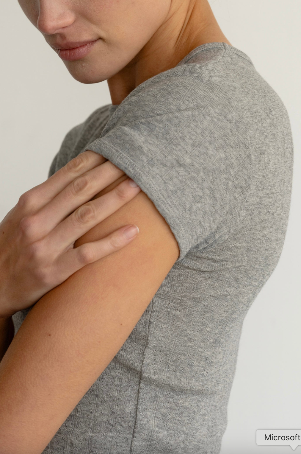 The Pointelle Baby Tee Heather Grey