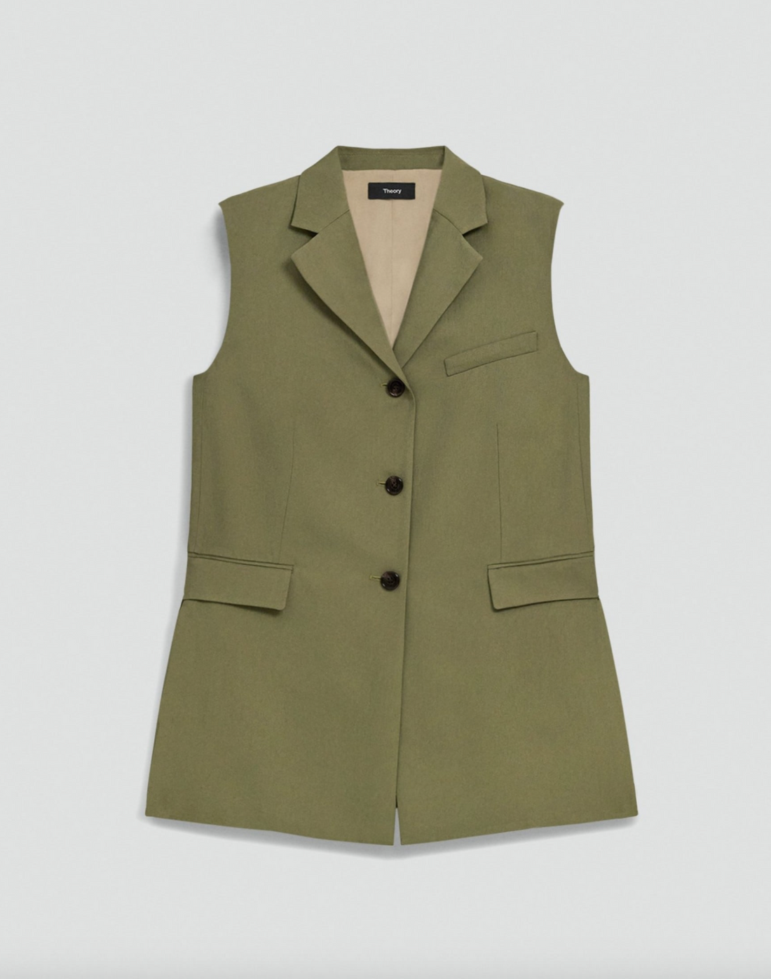 Vented Vest in Washed Twill Forest Moss