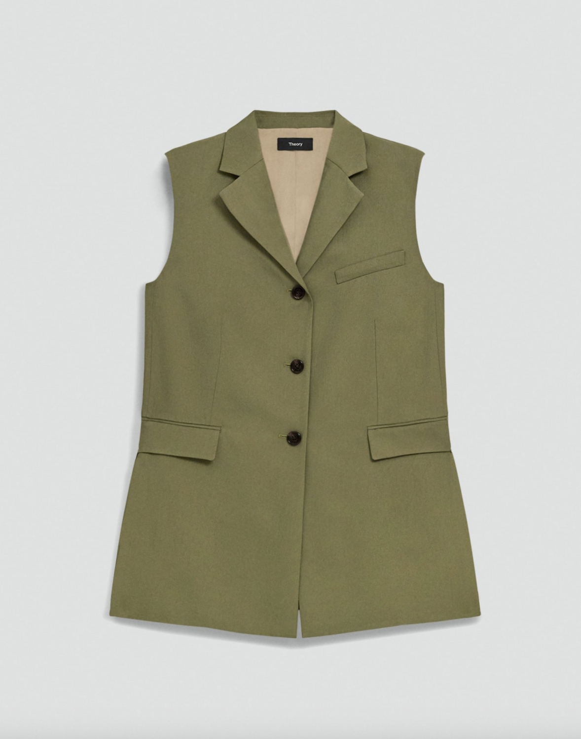 Vented Vest in Washed Twill Forest Moss