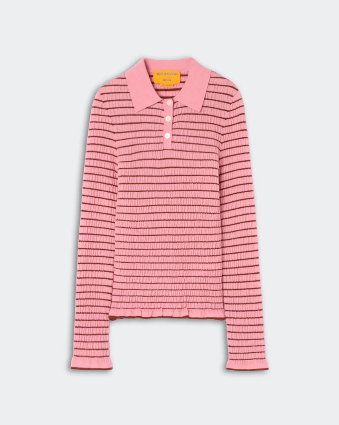 Smocked L/S Shrunken Polo Sprinkle/Burnt Sienna