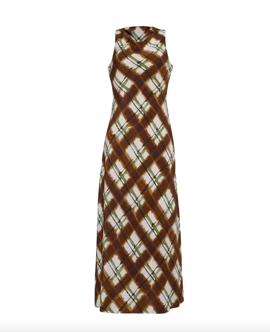 Crystal Midi Dress Painted Plaid Brown