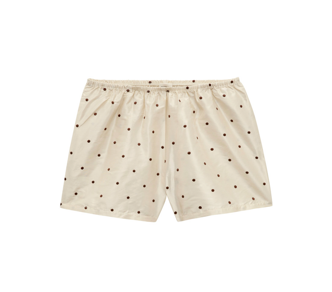 The Taffeta Tap Short Creme Walnut Polka Dot