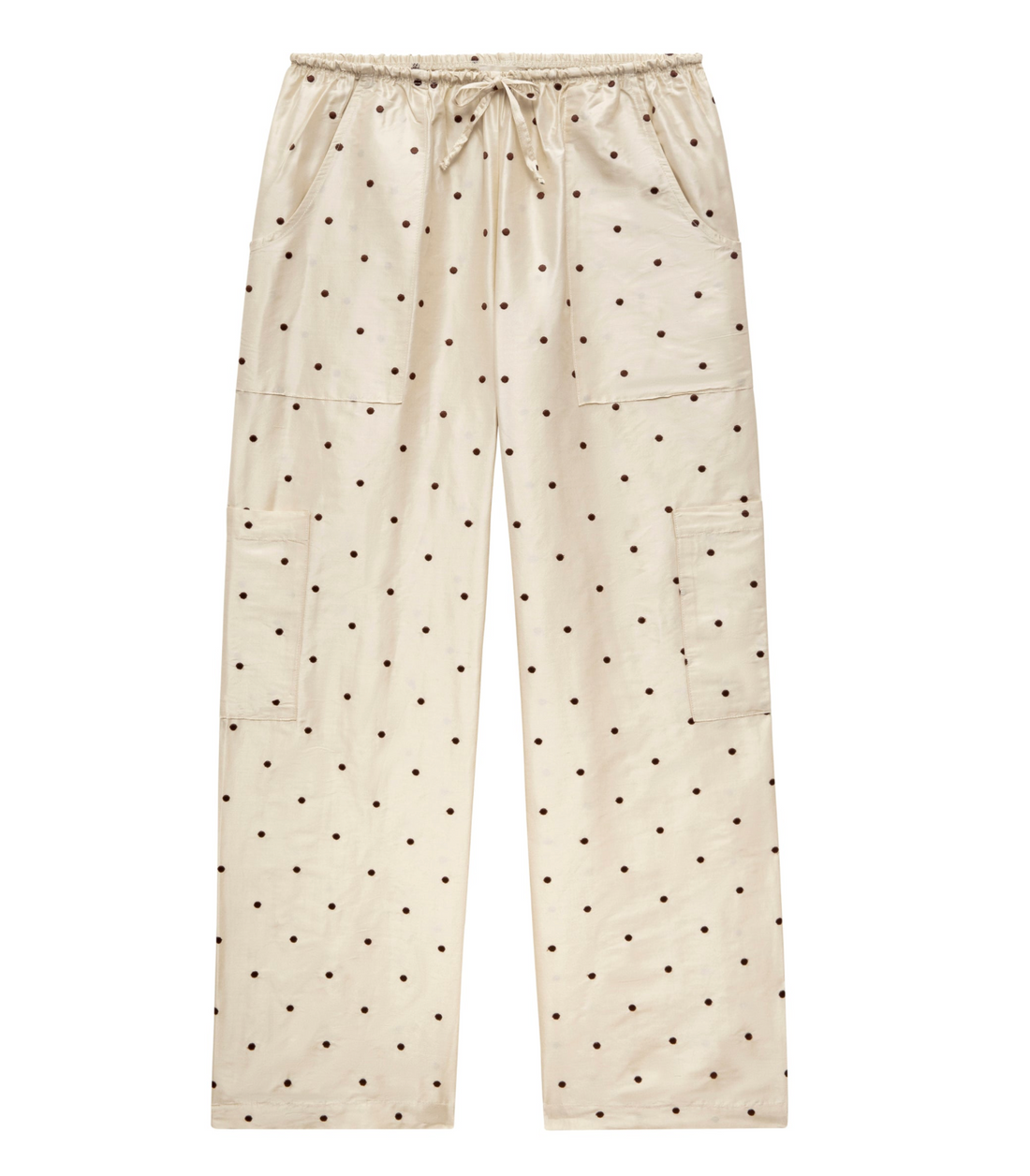 The Silk Taffeta Cargo Pant Creme Polka Dot