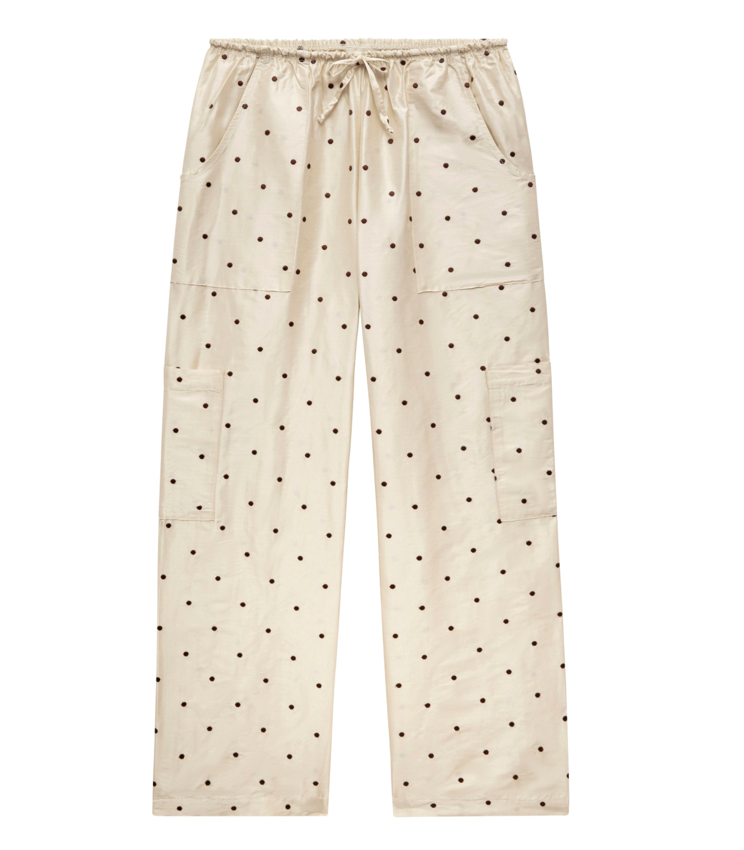 The Silk Taffeta Cargo Pant Creme Polka Dot