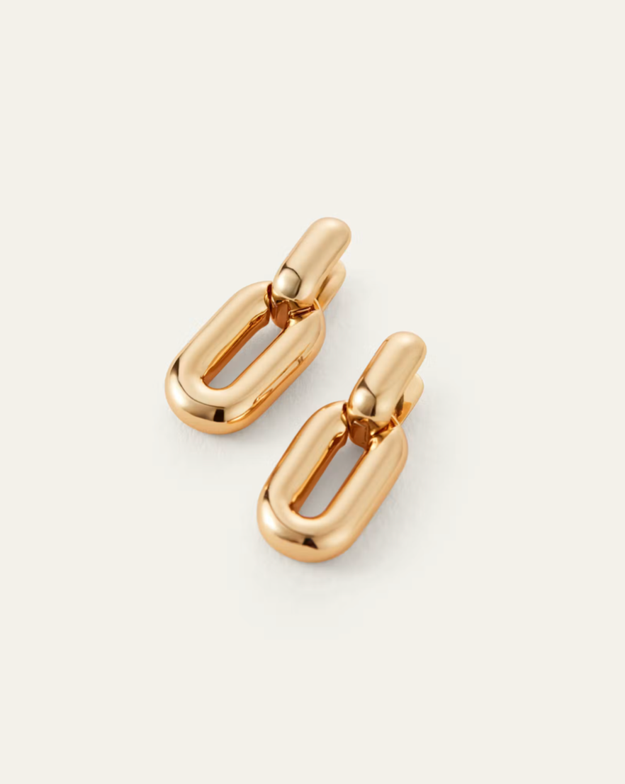 Puffy Detachable Link Earrings High Polish Gold