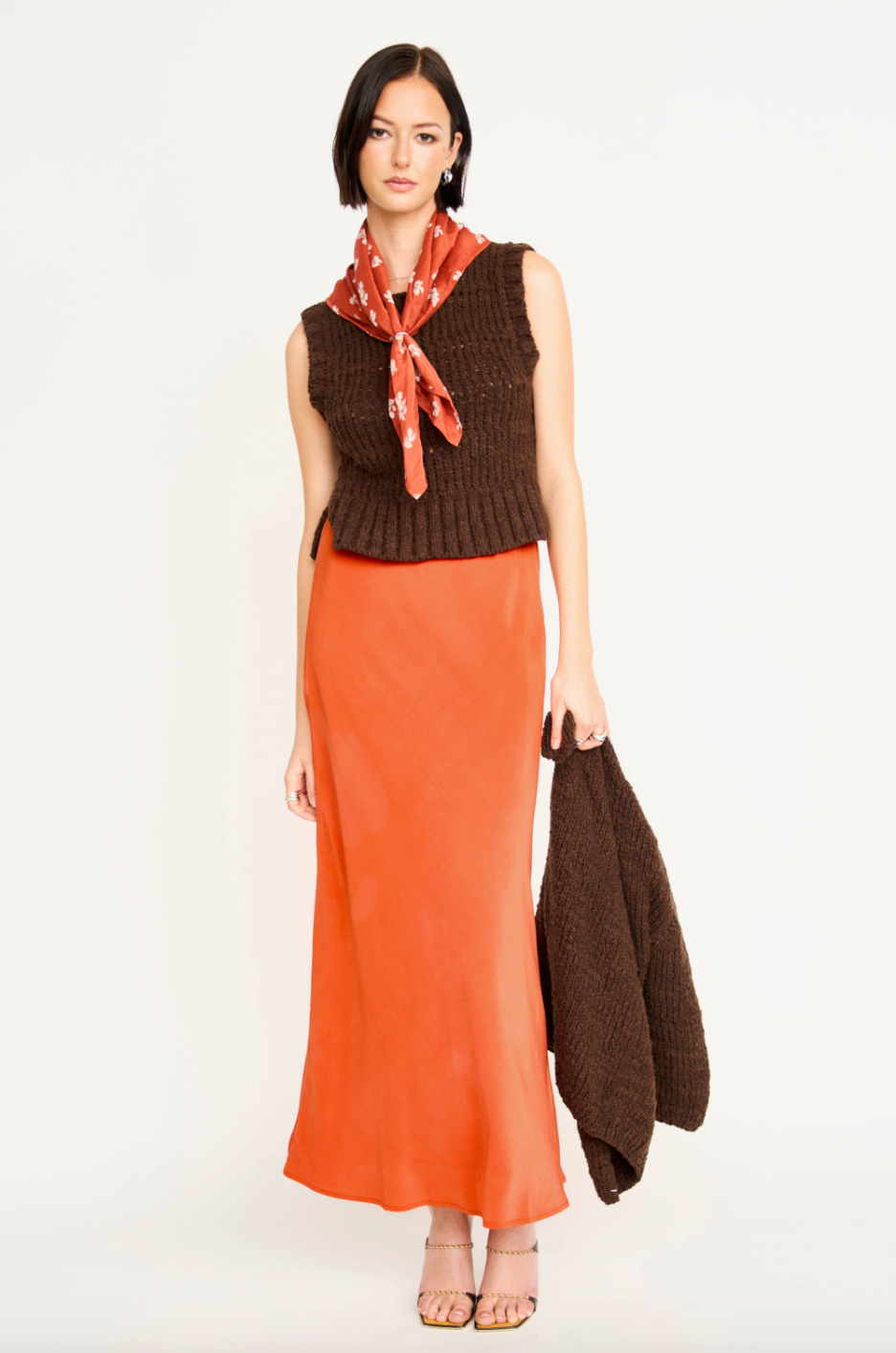 Santander Silk Skirt in Burnt Kuri