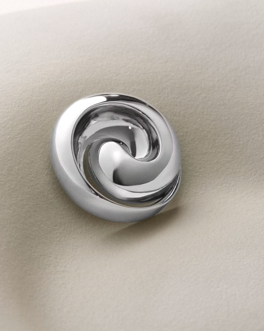 Renzo Brooch High Polish Silver