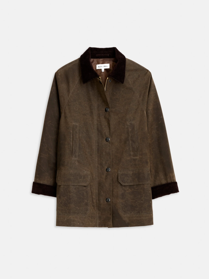 Chiltern Street Jacket In Waxed Cotton Brown
