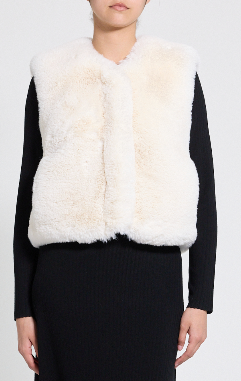 Faux Fur Vest Ivory