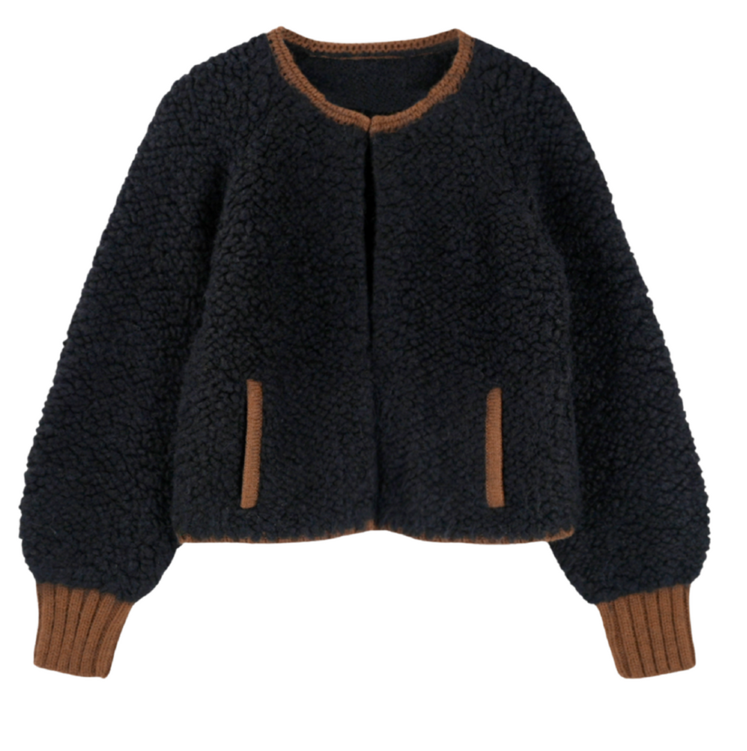 Fargo Knit Jacket in Black/Caramel