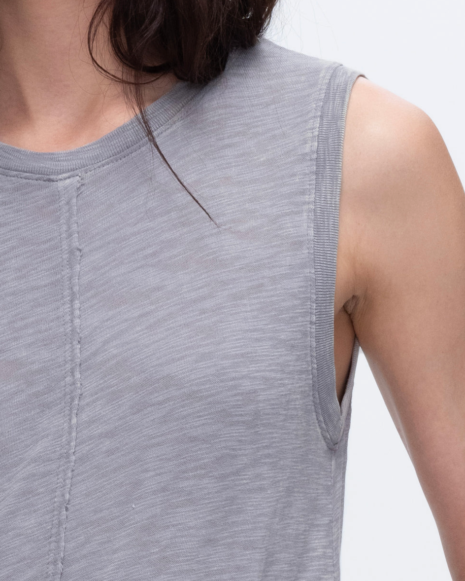 Slub Jersey Chroma Wash Sleeveless Crew Neck Midi Grey