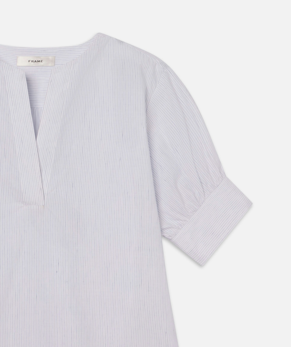 The V-Neck Popover Steel Blue Multi