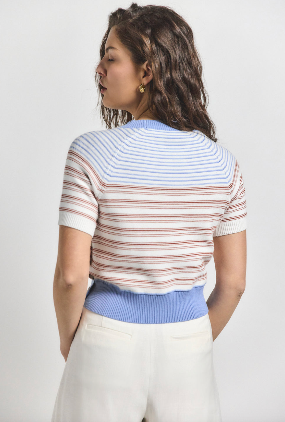 Case Short Sleeve Stripped Sweater Horizon Multi