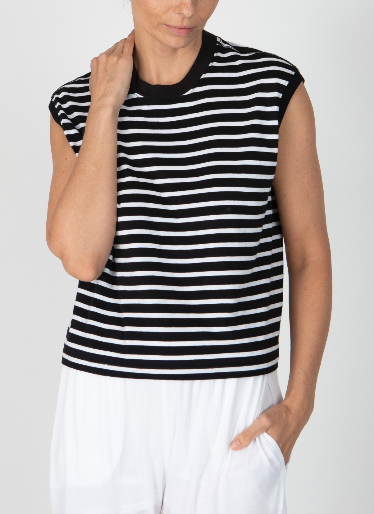 Stripe Classic Jersey Sleeveless Boy Tee