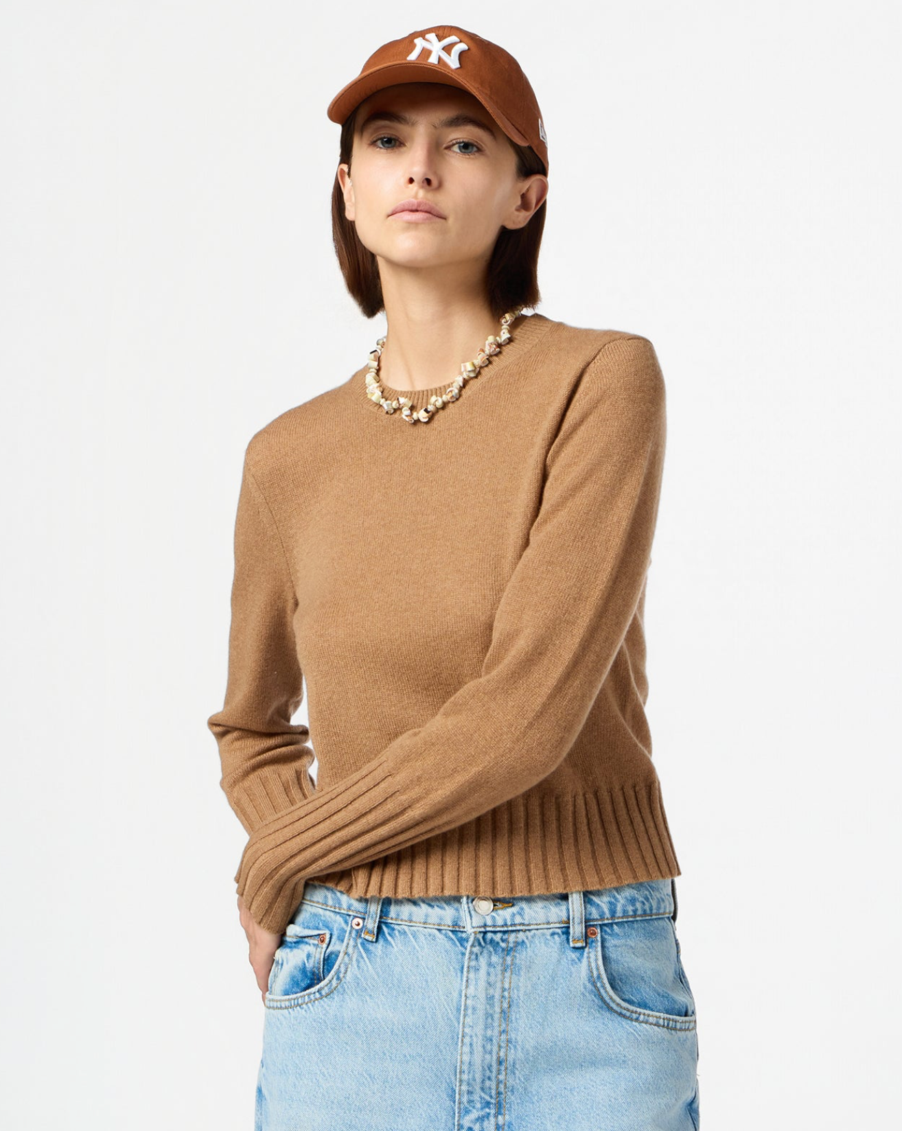 Shrunken Crew in Cashmere Almond