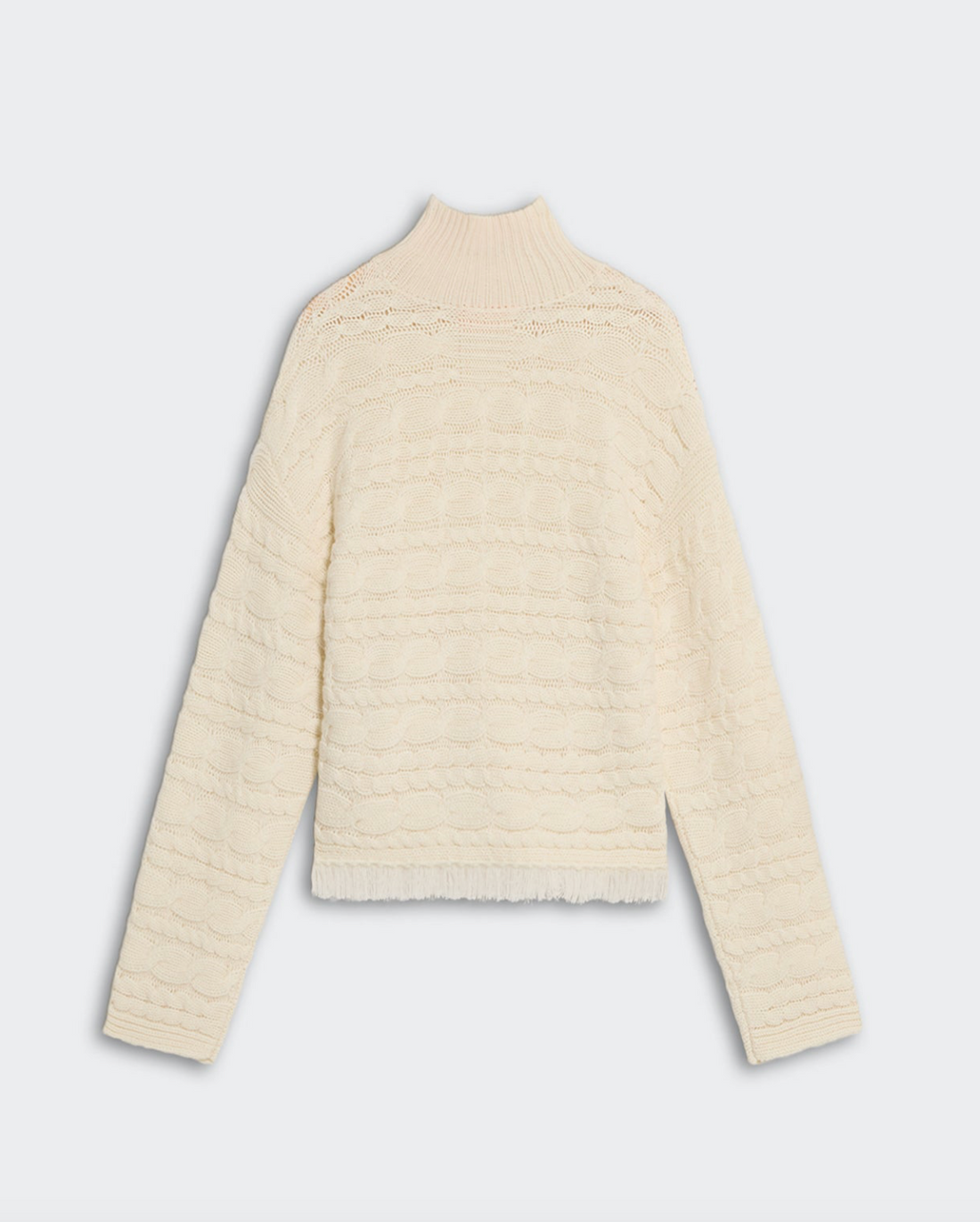 Cropped Cable Turtleneck Cream