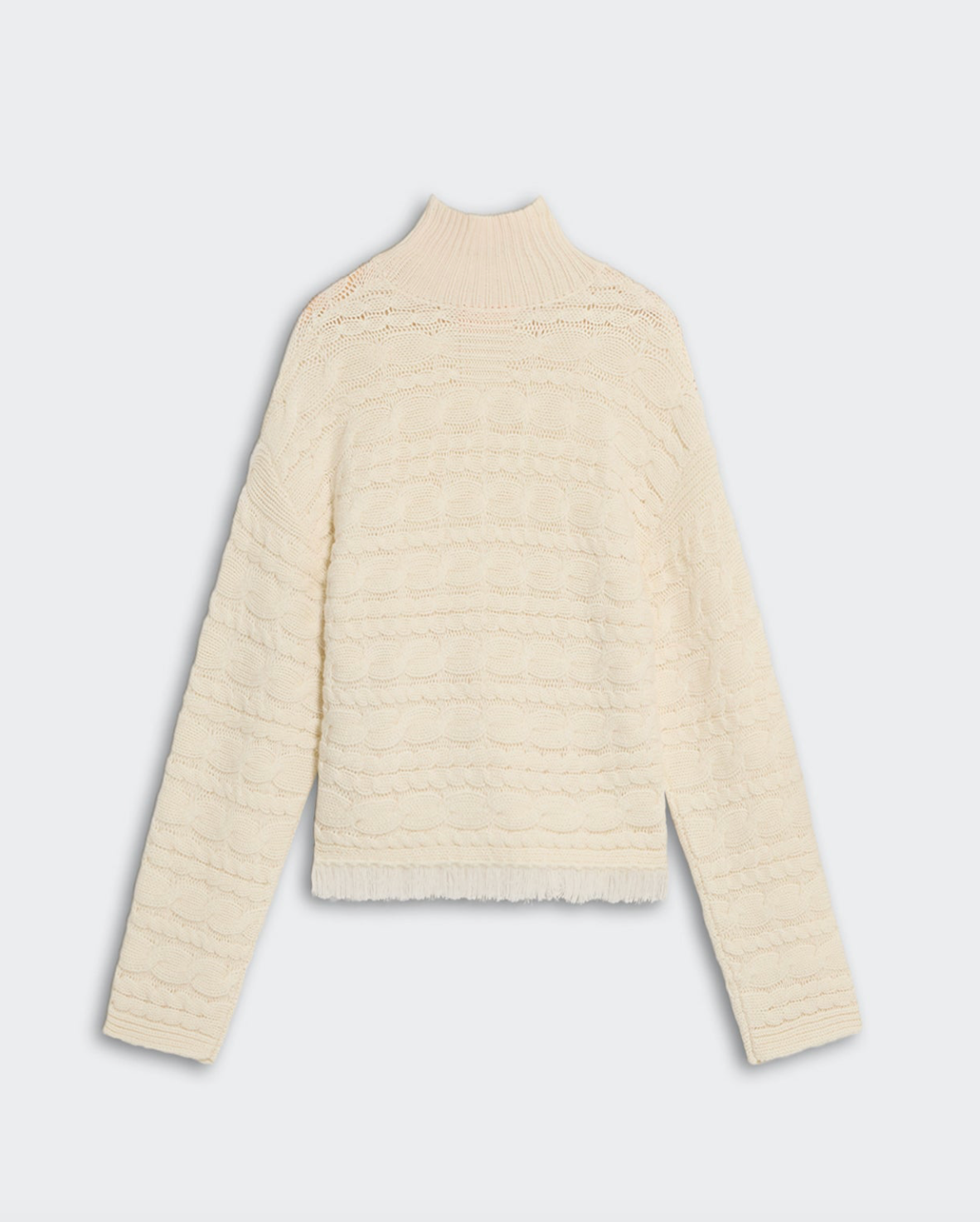 Cropped Cable Turtleneck Cream