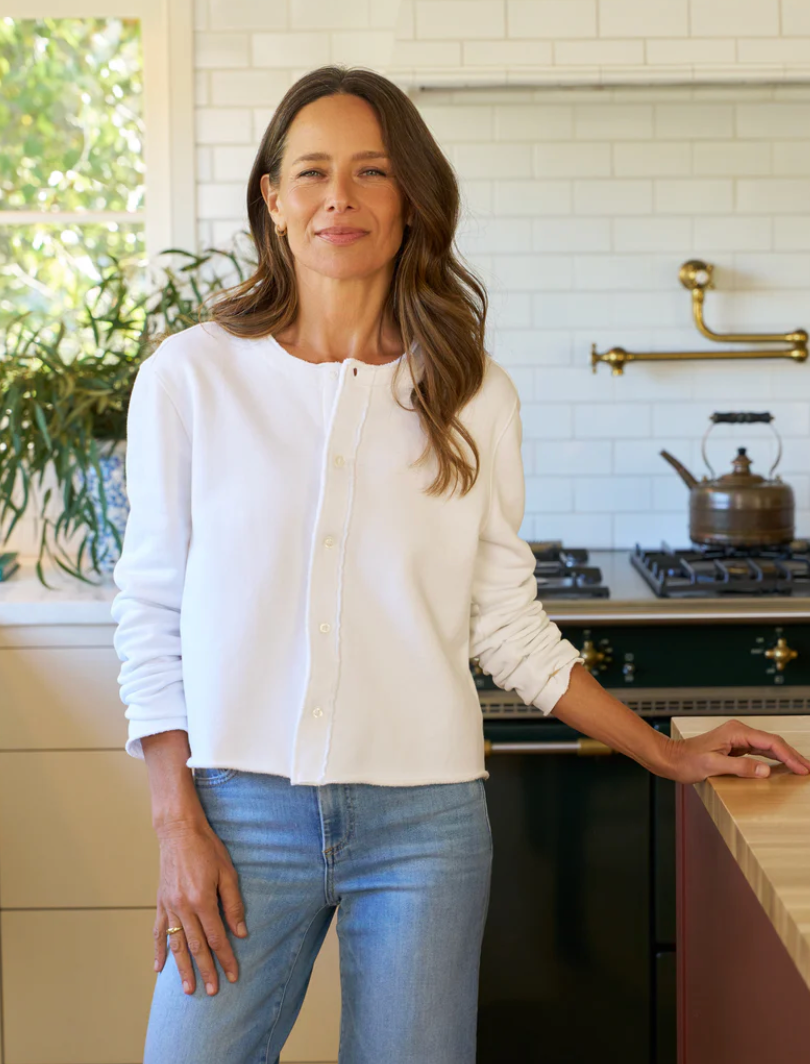 Jackie Sweatshirt Cardigan White