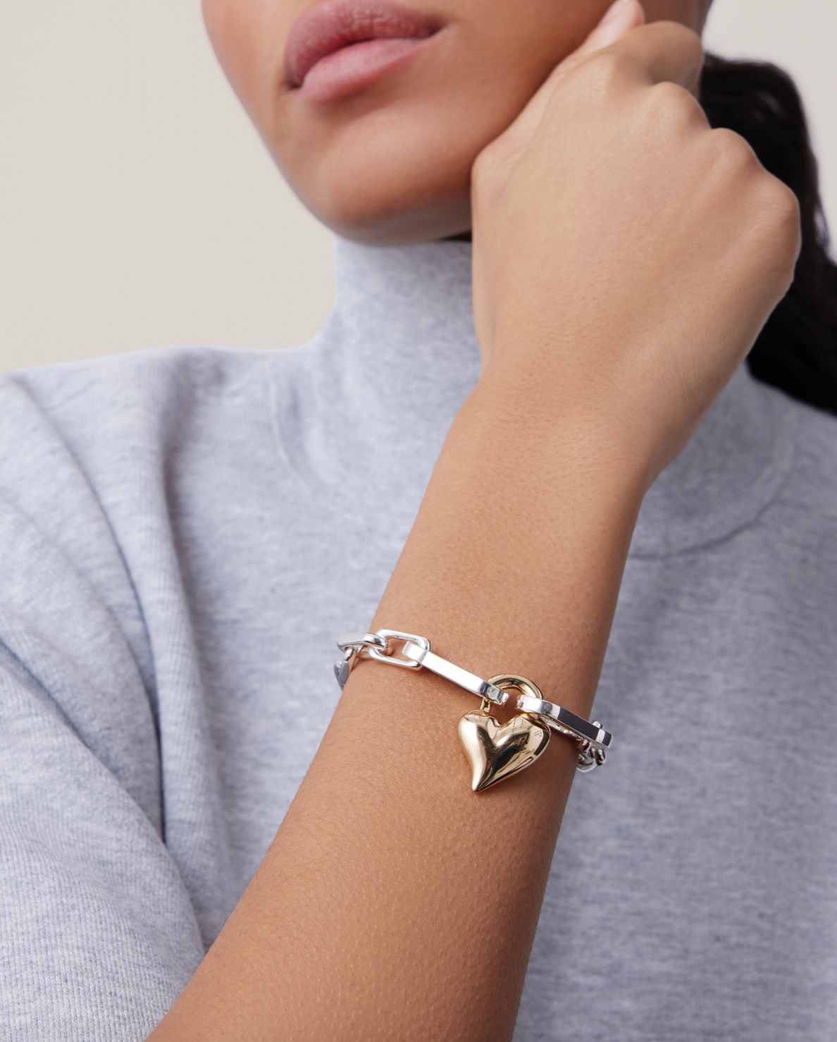 Padlock Heart Chain Bracelet Gold/Silver