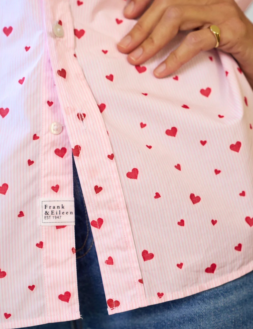Eileen Relaxed Button-Up Shirt PSTH Pink Stripe Hearts