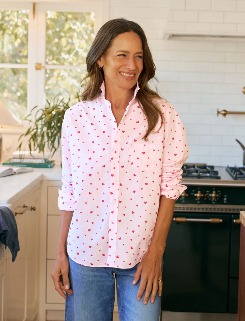 Eileen Relaxed Button-Up Shirt PSTH Pink Stripe Hearts