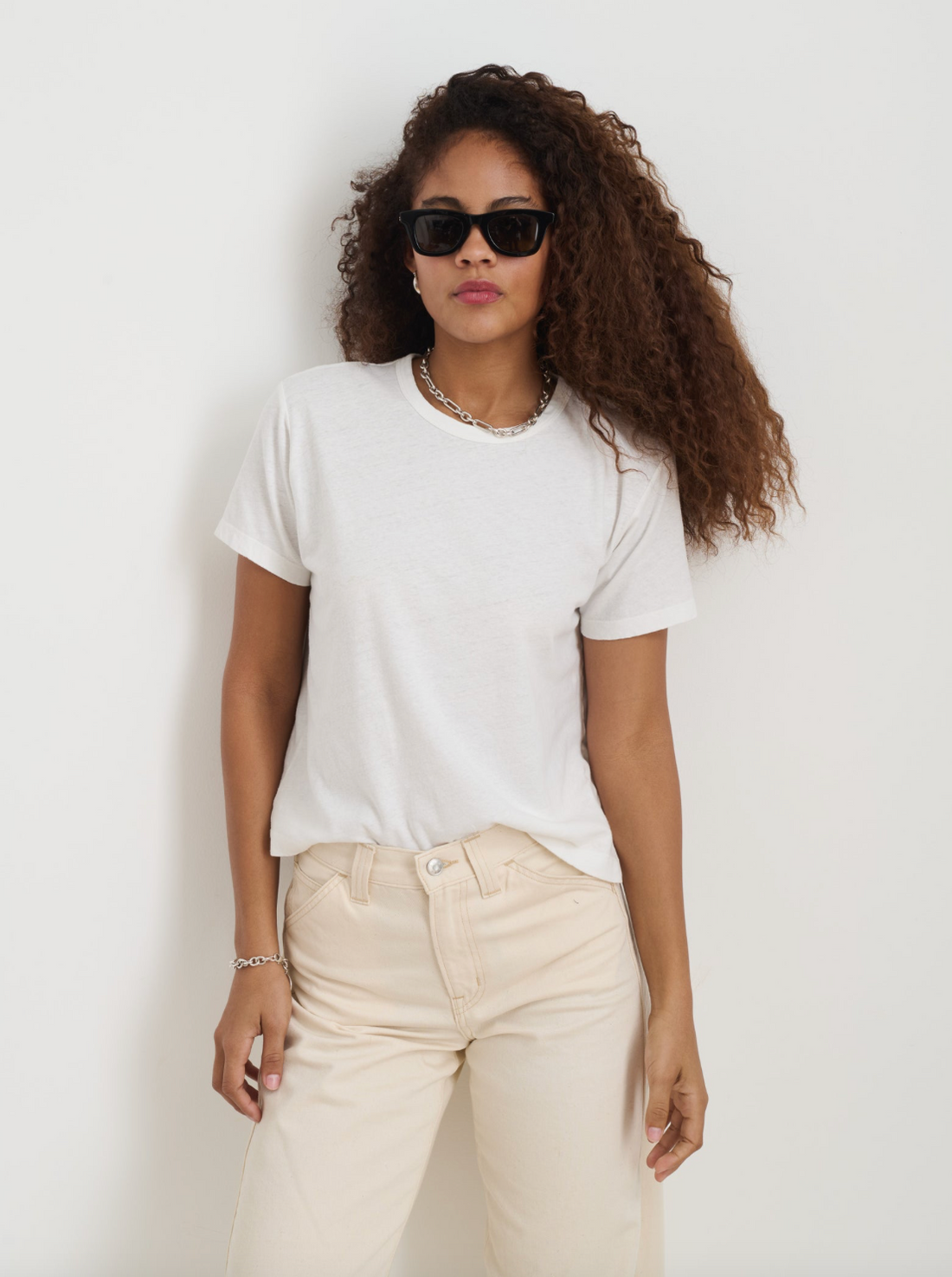 Garcon Tee in Linen Cotton White