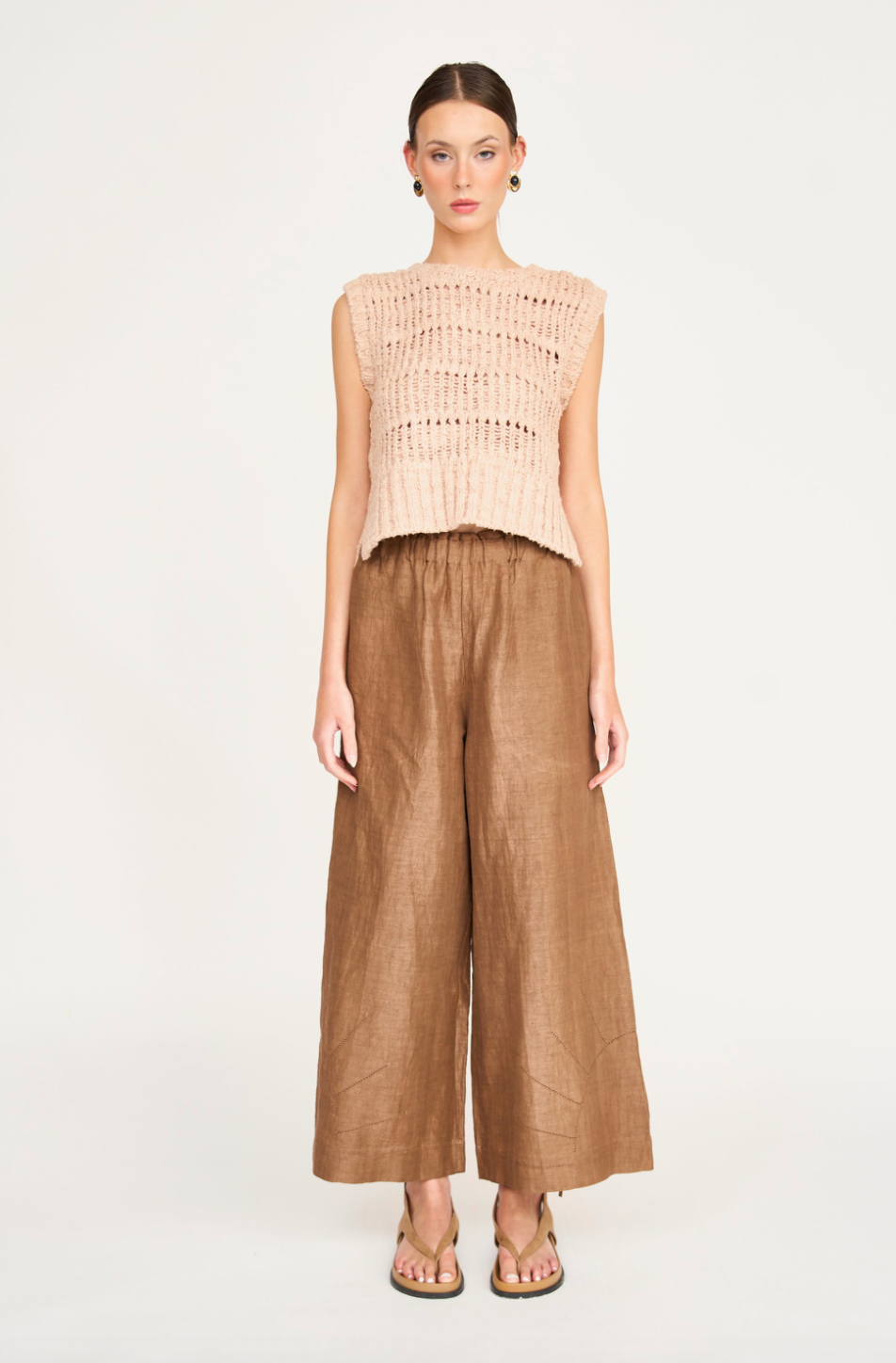 Marin Ladderstitch Knit Vest in Washed Terracotta