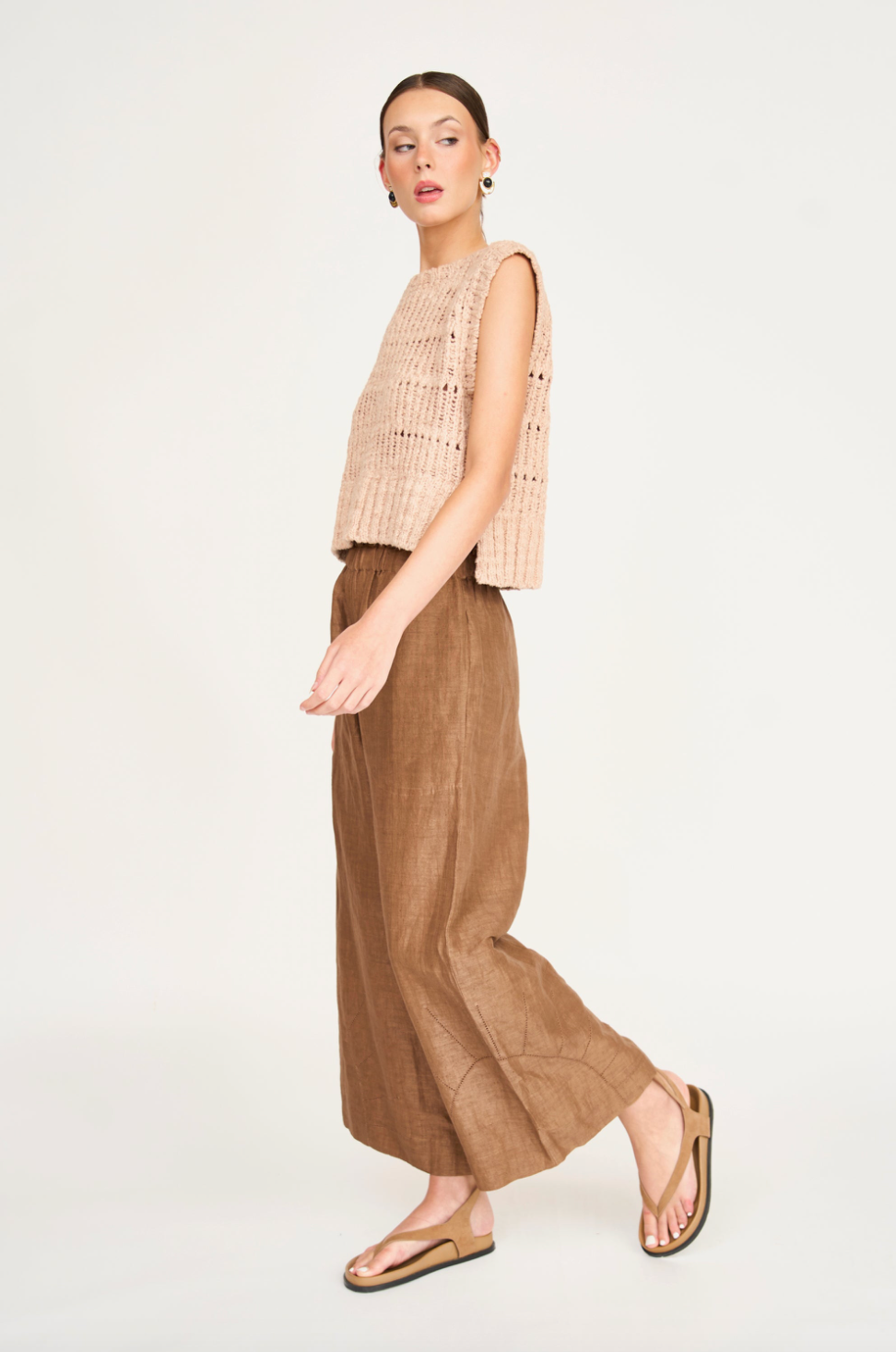 Marin Ladderstitch Knit Vest in Washed Terracotta